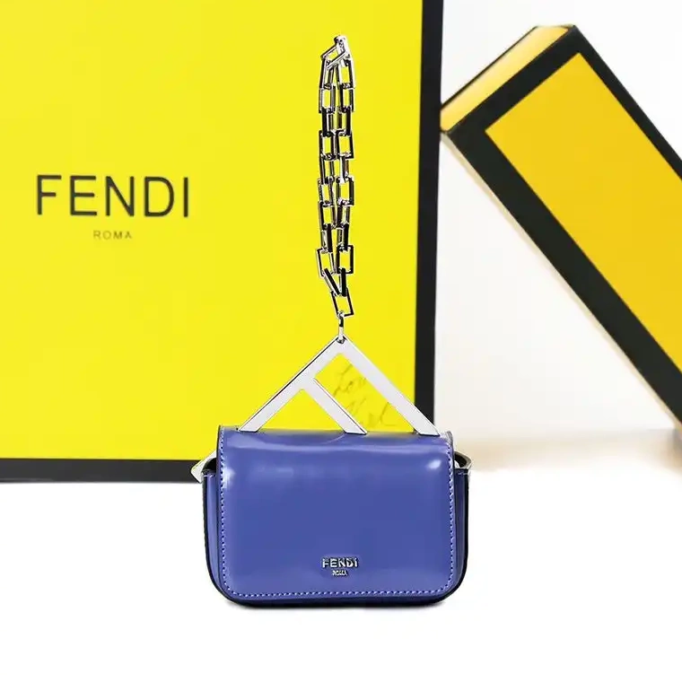 Vintage HOT Nano Blue Fendi In Calf F Leather Bag 0626